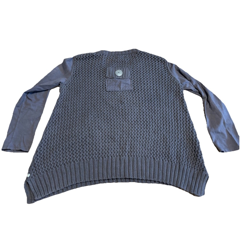 Pure Handknit Women's Oversized Grey Mixed Media Chunky Knit Pocket Sweater XS - Picture 6 of 13